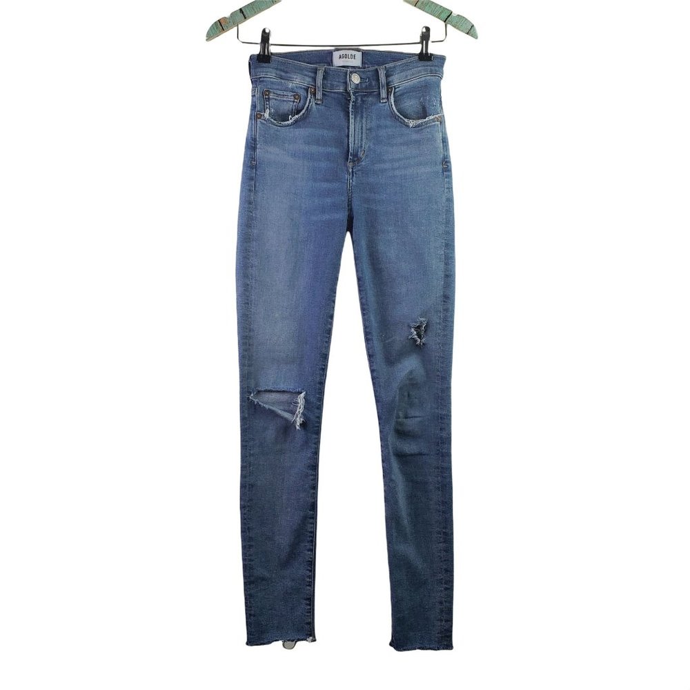 AGOLDE Sophie Raw Hem Ankle SKinny Destressed Jean Sz 25 - Picture 2 of 12